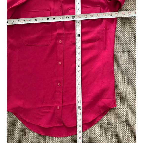 EQUIPMENT FEMME Long Sleeve Button Front Shirttail Hem Raspberry Pink  XXS - Picture 7 of 7